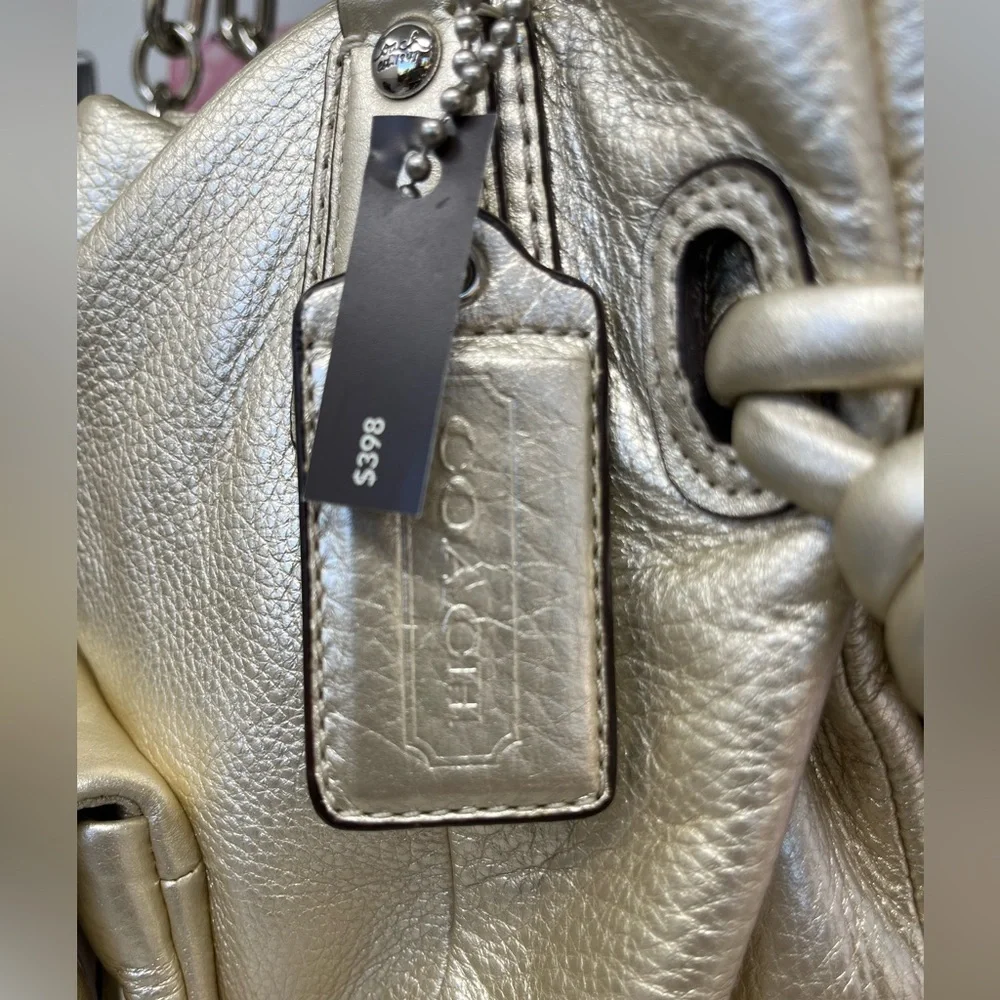 Coach Kristin 2010 Leather Metallic Silver Shoulder Bag with dust bag - Picture 6 of 8